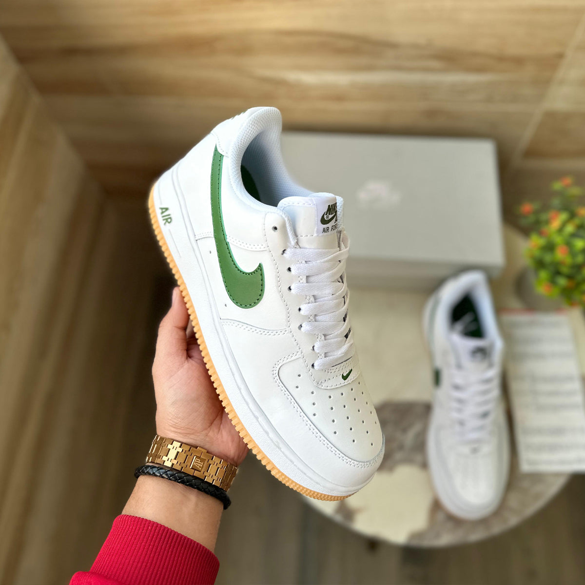NIKE AIR FORCE 1 CREAM WHITE BEIGE GREEN GUM